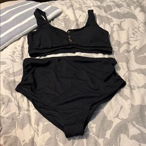 Black High-Waisted Maternity Bikini Set